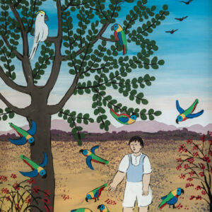 Johanna Hildebrandt | The Boy and the Parrots | Acrylic on Glass | Artwork © Johanna Hildebrandt